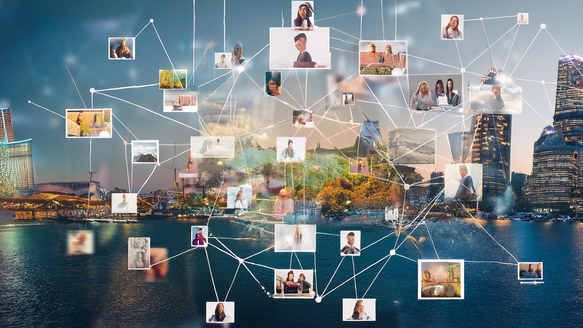 social media marketing image of connected pictures